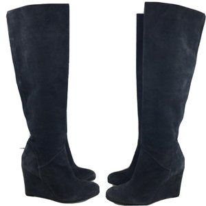 Stuart Weitzman 10 Gray Wedge Knee High Tall Boots